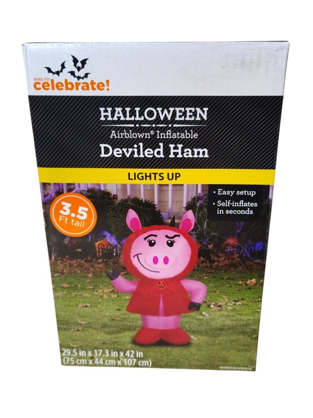 Way To Celebrate Halloween Airblown Inflatable Deviled Ham 3.5 Ft Lights Up New